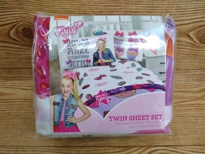 Juego de sábanas dobles JoJo Siwa BowsMake EverythingBetter rosa/blanco cama para niñas Foto 1 de 4