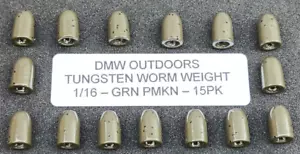 Tungsten GREEN PUMPKIN Worm Weights 1/16 ounce (1.8g) 15pk, Bullet Weights - Picture 1 of 13