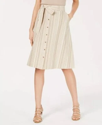 Falda midi Bar III de moda para mujer a rayas con botones delanteros con cinturón talla 0 - NUEVA Foto 1 de 4