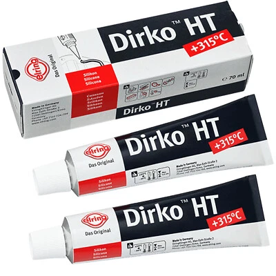 Sealant Dirko HT Black 2x 70ml Silicone Seal 315°C Oil Pan Gearbox Engine - Image 1 of 2