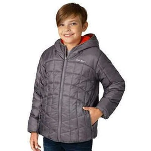 Eddie Bauer Boy's Reversible Hooded Jacket Grey/Orange - Picture 1 of 3