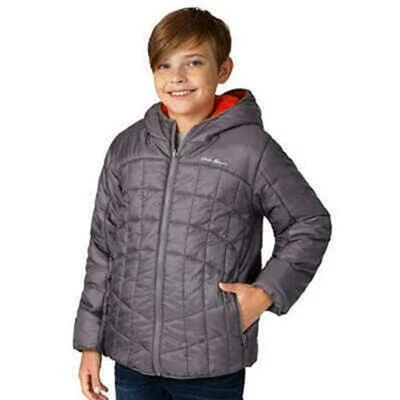 Jaqueta com capuz reversível Eddie Bauer masculina cinza/laranja - Imagem 1 de 3