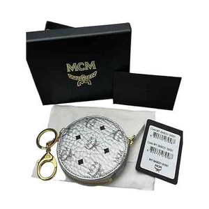 MCM Metallic Visetos Canvas Round Coin Purse Wallet KeyChain - Picture 1 of 4