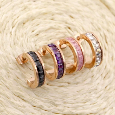 Hombres Mujeres Acero Inoxidable Circonita cúbica En Forma de C Dije Aro Tachuelas Pendientes Regalo PE30 Foto 1 de 4