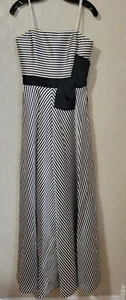 Halston Heritage Strapless Striped Black White Gown Dress Size 4 - Picture 1 of 13