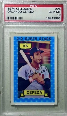 PSA 10 Orlando Cepeda 1974 Kellogg's 3D Lenticular Super Stars De colección Promo Salón de la fama Foto 1 de 2