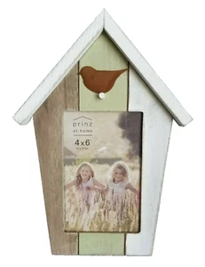 Picture Frame by Prinz at Home Tweet Retreat 4 x 6 Green, White/Wood Metal bird. - Picture 1 of 4
