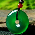 Jade Pendant Chinese Natural Green Jade Lucky Donut Pendant Necklace
