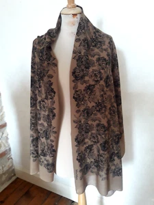 GF05/ Grand Foulard châle étole en lin & polyester 64x172cm MAX MARA shawl - Imagen 1 de 8