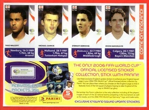 PANINI WC GERMANY 2006 - 4 EXTRASTICKERS ENGLAND PLAYERS - copy NOT ORIGINAL - Imagen 1 de 2