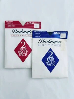 Vintage 4 Pairs Burlington Sheer Pantyhose 2 Black 2 Off White Size Small - Image 1 of 4