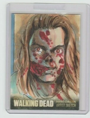 WALKING DEAD SEASON 3 FEMALE WALKER SKETCH CARD BY ARTIST DAN GORMAN   1/1! - Image 1 of 2