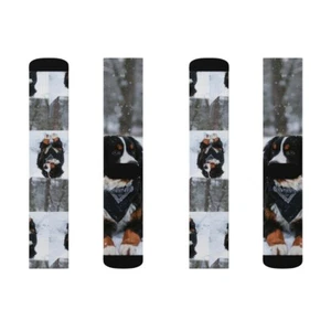 Cute PuP Winter Walk Sublimation Socks - Picture 1 of 13