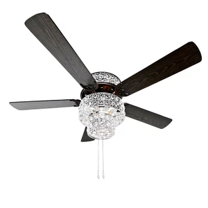 Silver Orchid March 52" Silver Punched Metal and Clear Crystal Ceiling Fan - Picture 1 of 8