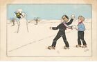 Guerre #25177 Two Boys Jettent Of Balls Snow On Snowman German By