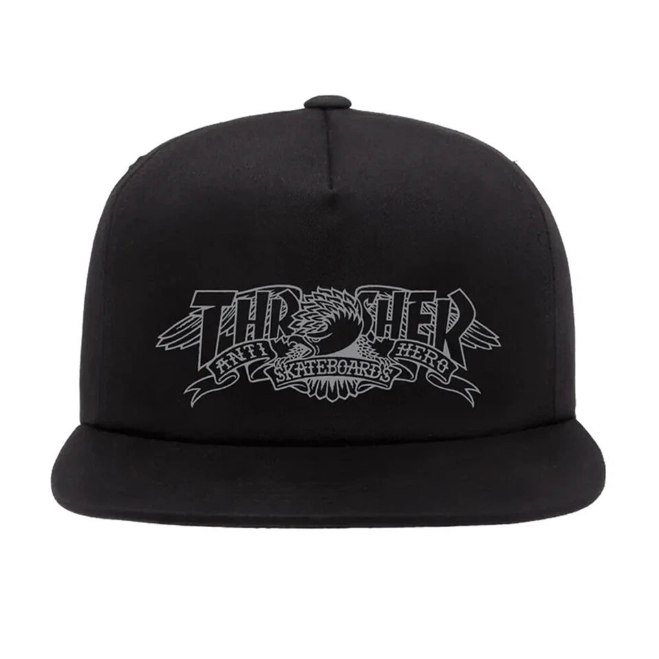 Thrasher Magazine X Anti Hero MAG BANNER Snapback Skateboard Hat BLACK - Изображение 1 из 1
