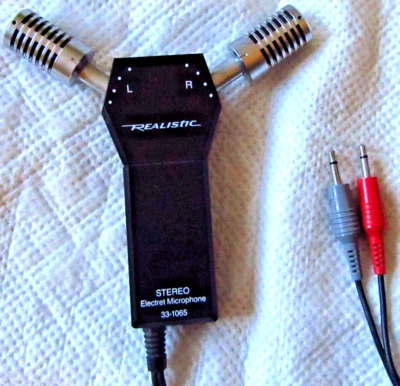 Micrófono de pie Electret estéreo realista 33-1065 USADO SIN PROBAR hecho en Japón Foto 1 de 4