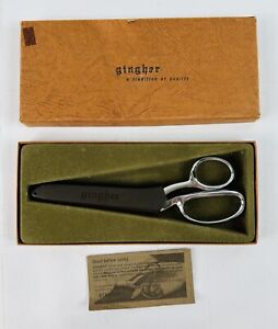 Vintage Gingher Knife-Edge G-8 Shears Scissors Chrome Brazil Box/Guard Included