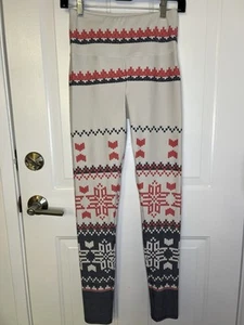 Goldsheep Womens Medium White/Blue/Red Nordic Leggings M - Picture 1 of 5