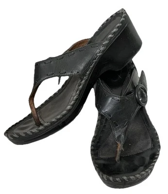 Sandalias de Tanga ARIAT CUERO TAMPA NEGRO Punto Látigo DESLIZABLES Comodidad Foto 1 de 4