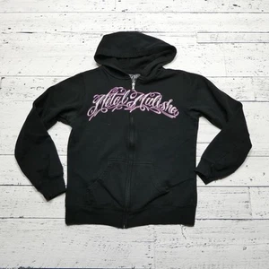 Metal Mulisha Hoodie Womens Medium Full Zip Skull Angel Wings Biker Graphic - Picture 1 of 7