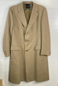 Vintage Christian Dior Mantel Herren groß hellbraun Fischgrät Wolle Topcoat Gürtel hinten - Bild 1 von 16