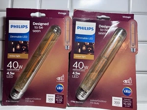 Philips 40W Equivalent T10 Dimmable Edison LED 4.5W Bulb warm white (Set Of 2) - Picture 1 of 2