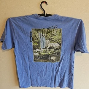 Vintage Busch Gardens Shirt Mens Size 2XL Blue White Tiger Comfort Colors - Picture 1 of 7