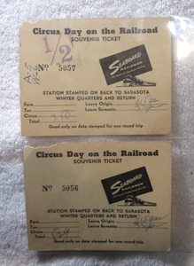 1958 Circus Day Seaboard Air Line Eisenbahn Ticket Stubs Sarasota Florida - Bild 1 von 6