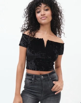 Women’s Aeropostale Velvet Off-The-Shoulder Crop Top size XL - Image 1 of 4