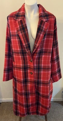 Women’s Old Navy Long Plaid Trench Coat Size XXL - Image 1 of 4