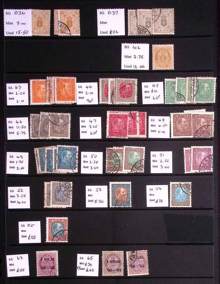 ICELAND: Sg O37 - Sg 65 Used & Unused Examples - Ex-Dealers Stock - Album Page - Image 1 of 1