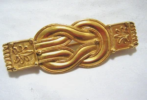 Vintage 1994 MMA Metropolitan Museum Gold Tone Hercules Love Knot Bar Pin Brooch - Picture 1 of 5