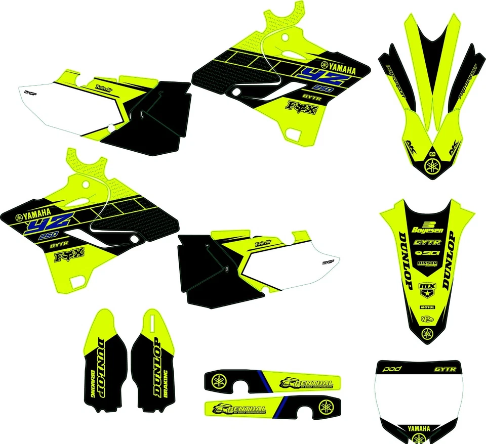 Se adapta a Yamaha YZ 125 250 MX Motocross 2015 2016 2017 2018 2019 2020 kit gráfico Foto 1 de 1