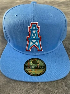 HOUSTON OILERS NFL VINTAGE LIGHT BABY BLUE THROWBACK LOGO HAT CAP SNAPBACK NEW - Picture 1 of 2