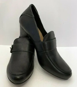 Taos Troubador Womens Slip On Oxford Pumps Heels Size 9.5 Black Leather Comfort - Picture 1 of 11