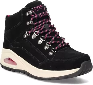Skechers Womens Uno Rugged Ankle Hiking Walking Boot Black Durasuede Shoe - Picture 1 of 7