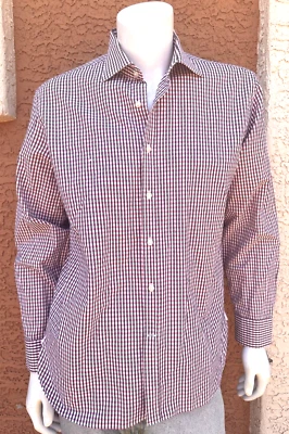 Camisa de Vestir Michael Bastain Calce Ajustado Azul/Rosa Rayas Cuello Extendido Talla 161/2 Foto 1 de 4