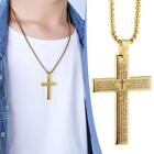 Collier croix pour hommes et femmes en acier inoxydable gravure chaîne pendentif prière du Seigneur