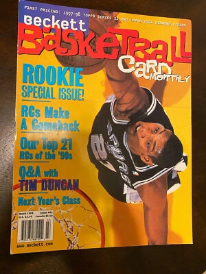 Beckett Basketball Magazine Monthly Price Tim Duncan March 1998 - Image 1 of 2