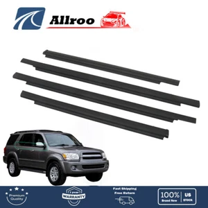 Fit For Toyota Sequoia 2001-2007 Black Door Belt Molding Weatherstrip 4PCS SET - Picture 1 of 12