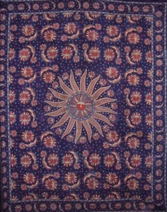Colcha de algodón tapiz celestial 108"" x 88"" azul reina completa - Imagen 1 de 2