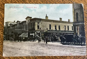 1910 Janesville, Wisconsin Postcard West Milwaukee St Street Car - Picture 1 of 3