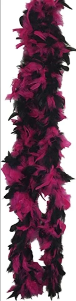 Boa de 6 pies fucsia y plumas negras Foto 1 de 1