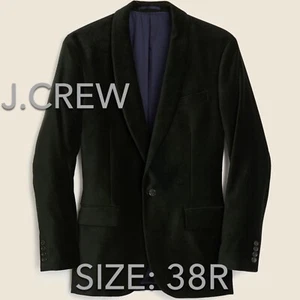 NEW Men’s J.Crew Ludlow SlimFit Shawl Tuxedo Jacket Dark Green Velvet Blazer 38R - Picture 1 of 24