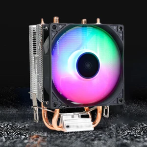 RGB Cooling Fan Radiator 2 Heat Pipe 9cm CPU Cooling Radiator Mute for INTEL AMD - Bild 1 von 12