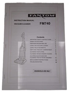 Fantom (FM 740) Vacuum Cleaner Instruction Manual/User Guide Only. #2 - Picture 1 of 3