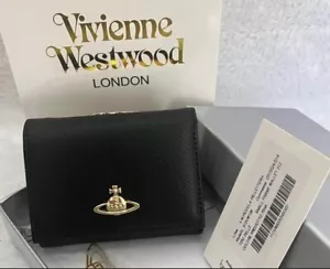 Vivienne Westwood Cartera Triple Cierre Orbe Cuero Negro Outlet Artículo Envío Gratis - Imagen 1 de 4