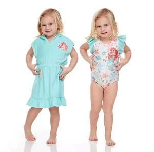 The Little Mermaid Ariel Swimsuit Swim Cover Up Dress Girls 3 Piece Set Disney - Picture 1 of 12