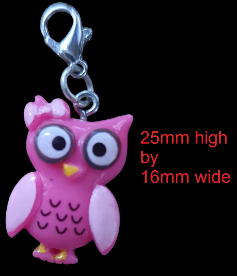 Búho de resina rosa con clip, hoot, regalo para maestro - cremallera, bolso, teléfono, móvil Foto 1 de 1